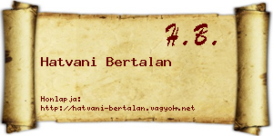 Hatvani Bertalan névjegykártya